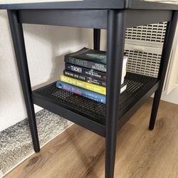 Black Wood & Cane Side/Accent Table