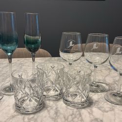 Set Of 3 Wine, Champagne, And Rocks Glasses