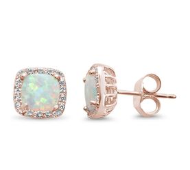 Rose Gold Plated & White Opal Square Earrings 💕
