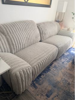 Large Gray Plush reclining Sectional Sofa