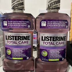 Listerine Total Care Anticavity Fluoride Mouthwash, 6-in-1 Rinse Helps Kill 99% of Bad Breath Germs, Prevents Cavities, Strengthens Teeth, Bad Breath 