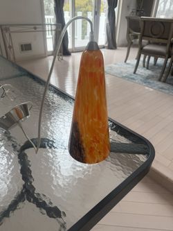 Orange Glass Hanging Light Fixtures (set of 3)