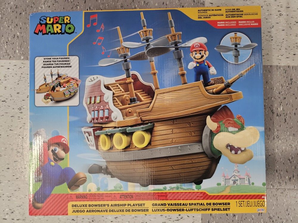 Deluxe Bowser's Air Ship Playset with Mario Action Figure
