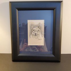A Beautiful Picture Of A Wolf. It HAS a nice Frame With Mat  .     Size  . 13"×  11"