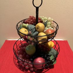 2 Tier Fruit Basket Bowl Fruit Vegetable Storage Basket Display Stand