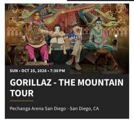 Gorillaz- The mountain tour concert ticket