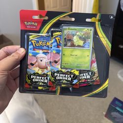 Pokemon Perfect Order 3-Pack Blister SEALED - Chikorita Promo - MEGA ZYGARDE