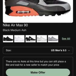Nike Air Max 90 Black Medium Ash Shoes Sneakers