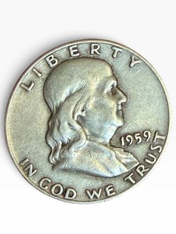 1959-D Franklin Half Dollar 90% Silver Liberty Bell Denver Mint US Coin