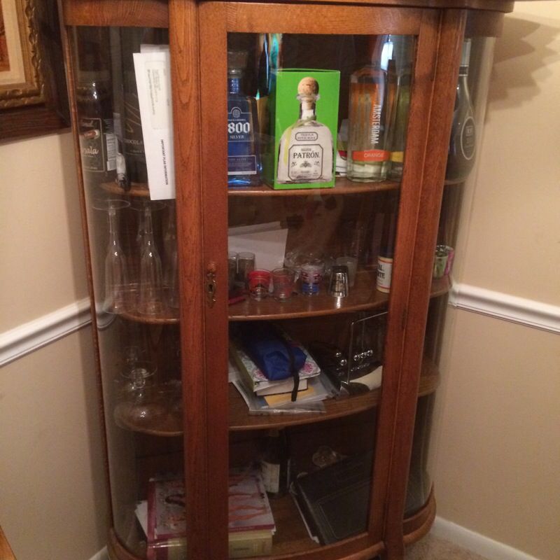 Antique Glass cabinet real wood.
