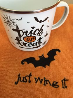 NEW Halloween Enamel Cup & Hand Towel