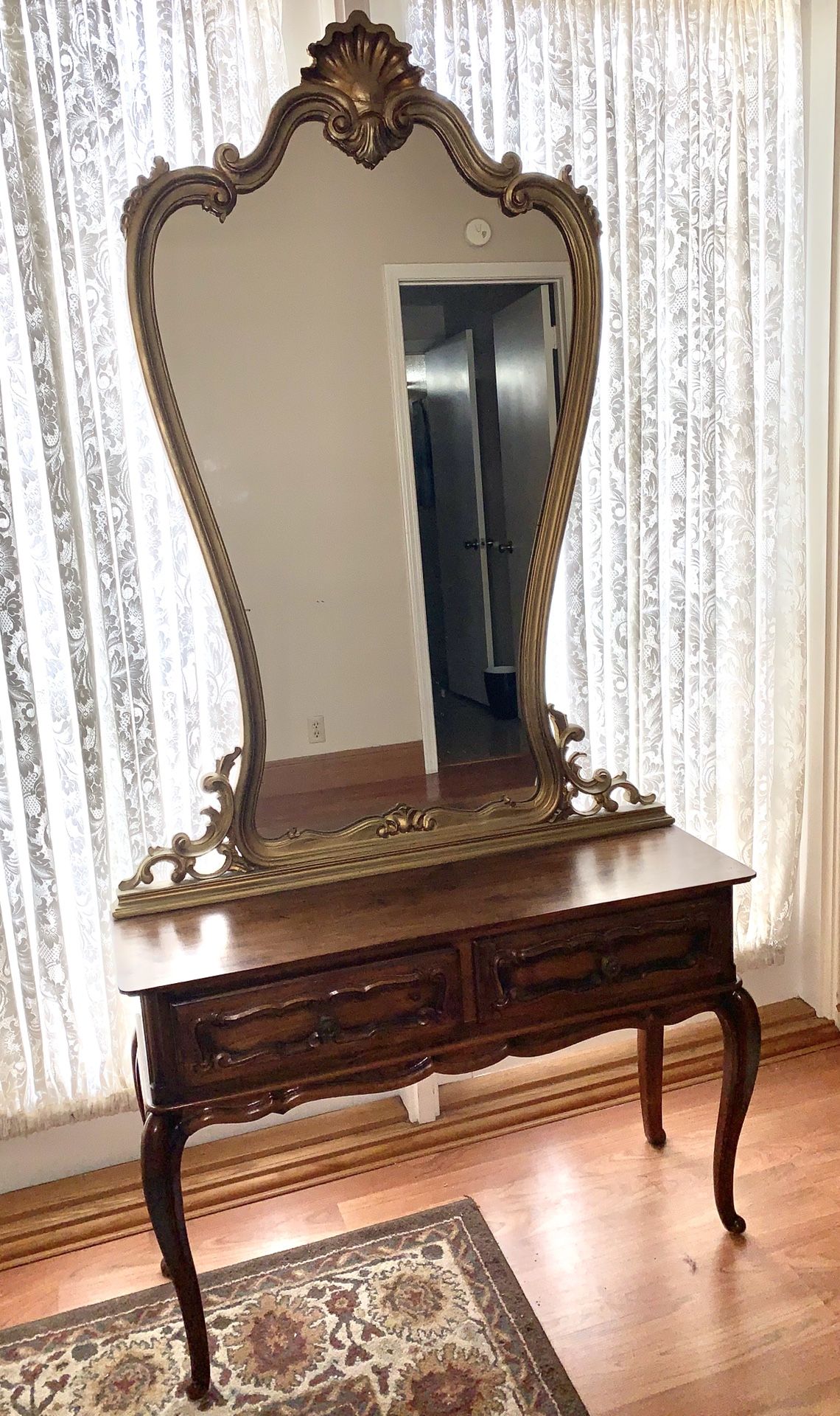 Antique Hall Table with Mirror