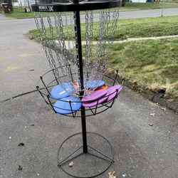 Disc Golf Basket and Putters