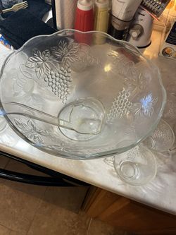 Glass Holiday Punch Bowl Set