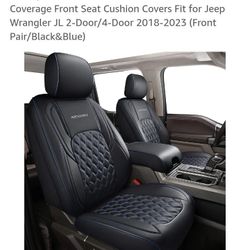 Huidasource Front Seat Covers for Wrangler JL, Waterproof Leather Car Front Seat Cover, Full Coverage Front Seat Cushion Covers Fit for Jeep Wrangler 