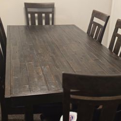 Solid Wook Dinning Room Tabel 6 Chairs
