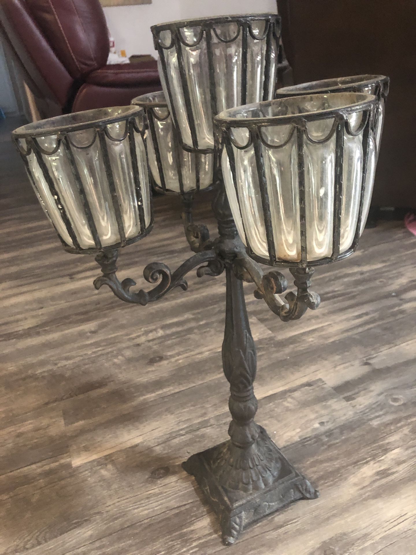 Vintage Cast Iron Candelabra Candle Holder Gothic 