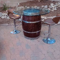 Wine Barrel Outdoor/indoor Dining Table.