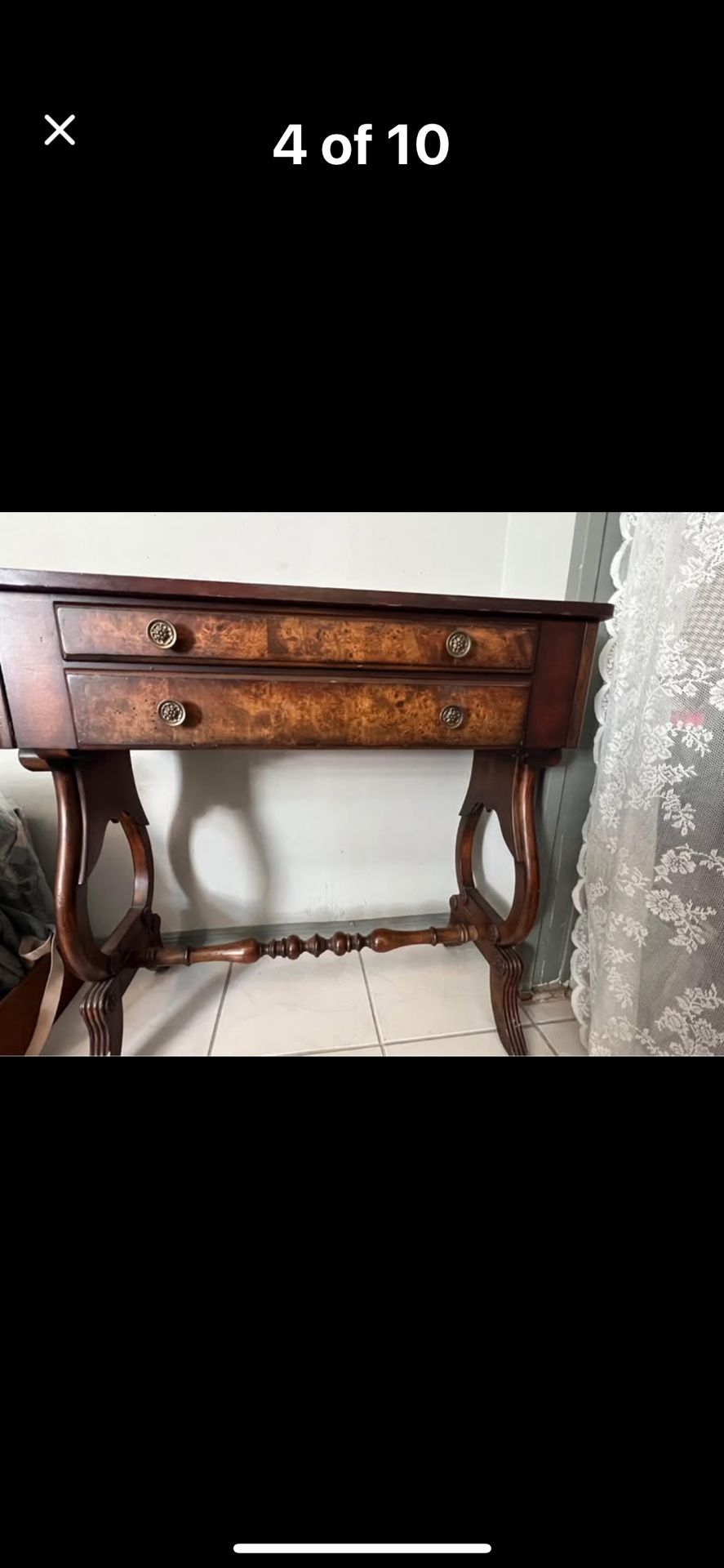 Antique Style Console Flip Top Dressing Table Walnut 32x32x16.5