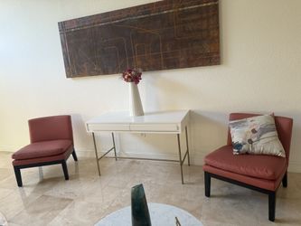 2 West elm leather Chairs