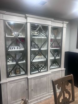 Large Wood China Cabinet Display Hutch