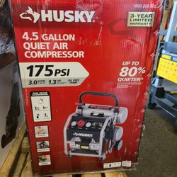 Husky 4.5 Gal. 175 PSI Portable Electric Oil-Free Quiet Twin Stack Jobsite Air Compressor