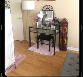 Vanity with mirror and matching chair