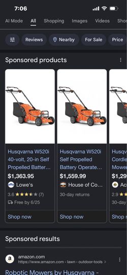 Husqvarna W 520i 40 v 20" battery self propelled walk mower NEW with wrap!