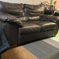 Dark Brown 2 Seater Leather Couch 