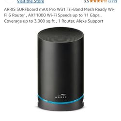 ARRIS SURFboard mAX Pro W31 Tri-Band Mesh Ready Wi-Fi 6 Router , AX11000 Wi-Fi Speeds up to 11 Gbps , Coverage up to 3,000 sq ft , 1 Router, Alexa Sup