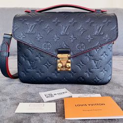 100% Authentic Louis Vuitton Pochette Metis In Navy