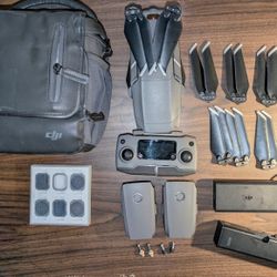 DJI Mavic 2 Pro with 2 extra batteries, 2 extra sets of blades, pro thumb sticks, and filter lenses 