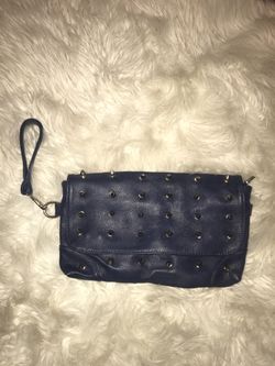 Blue wristlet clutch