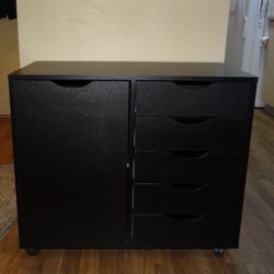 Black Rolling Cabinet 5 Drawers
