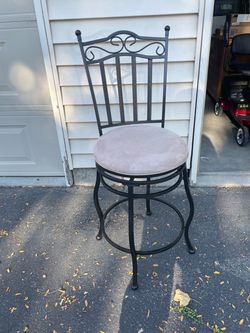 Black Wrought Iron Bar Stool with Cushion