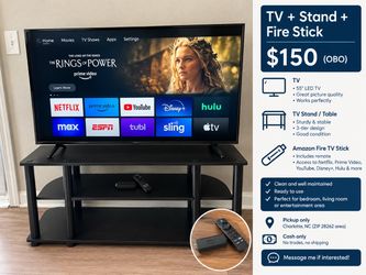 55” LED TV + TV Stand + Fire Stick – $150 OBO
