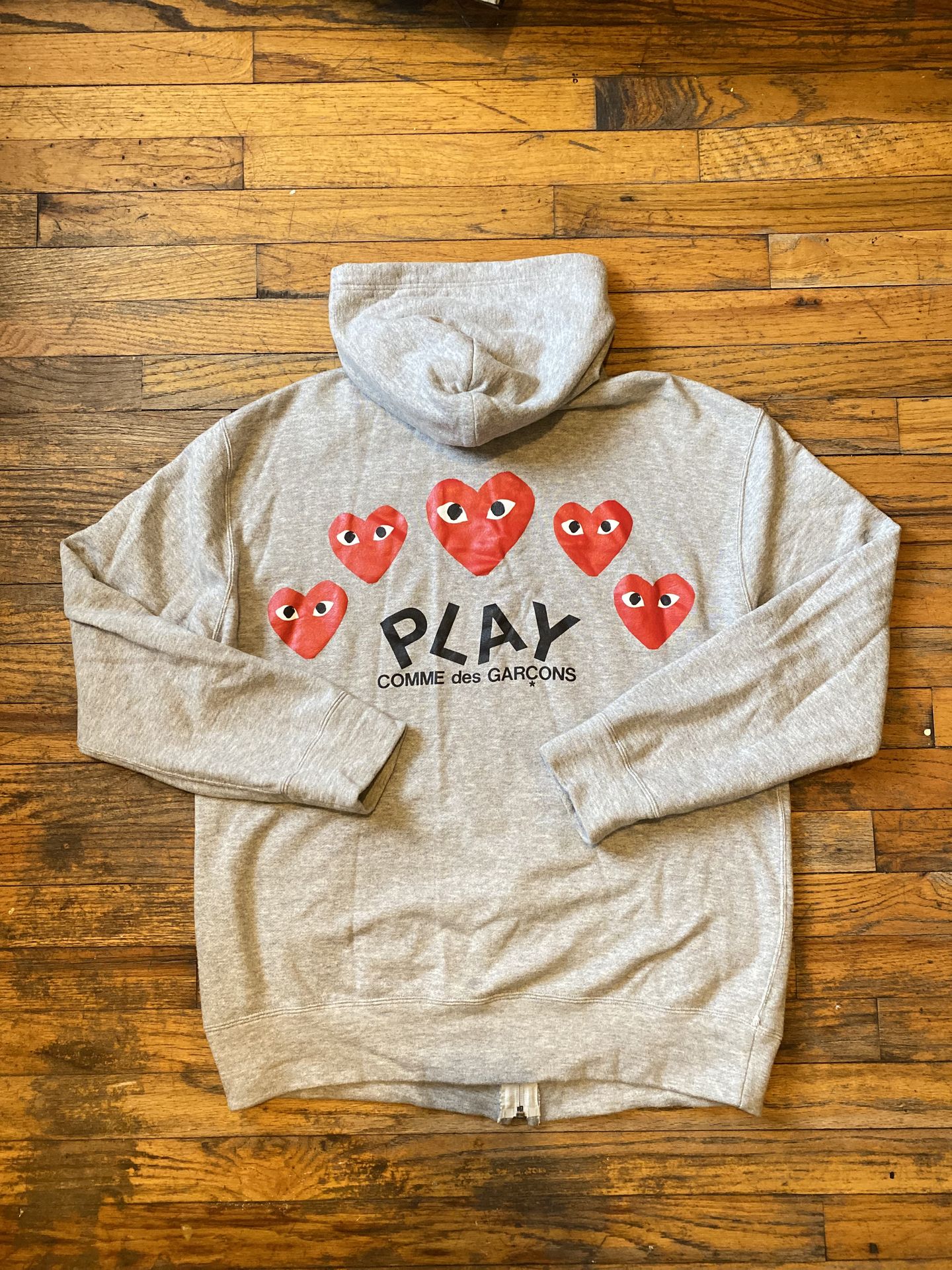 CDG Comme Des Garcons Red Double Heart Full Zip Hoodie 100% Cotton XL