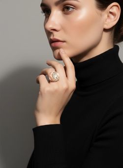 Vintage Terrier Mix Button Ring