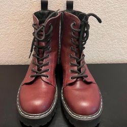 Burgundy combat boots