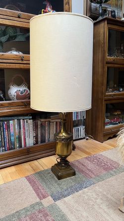 Vintage Brass Urn Table Lamp with Drum Shade