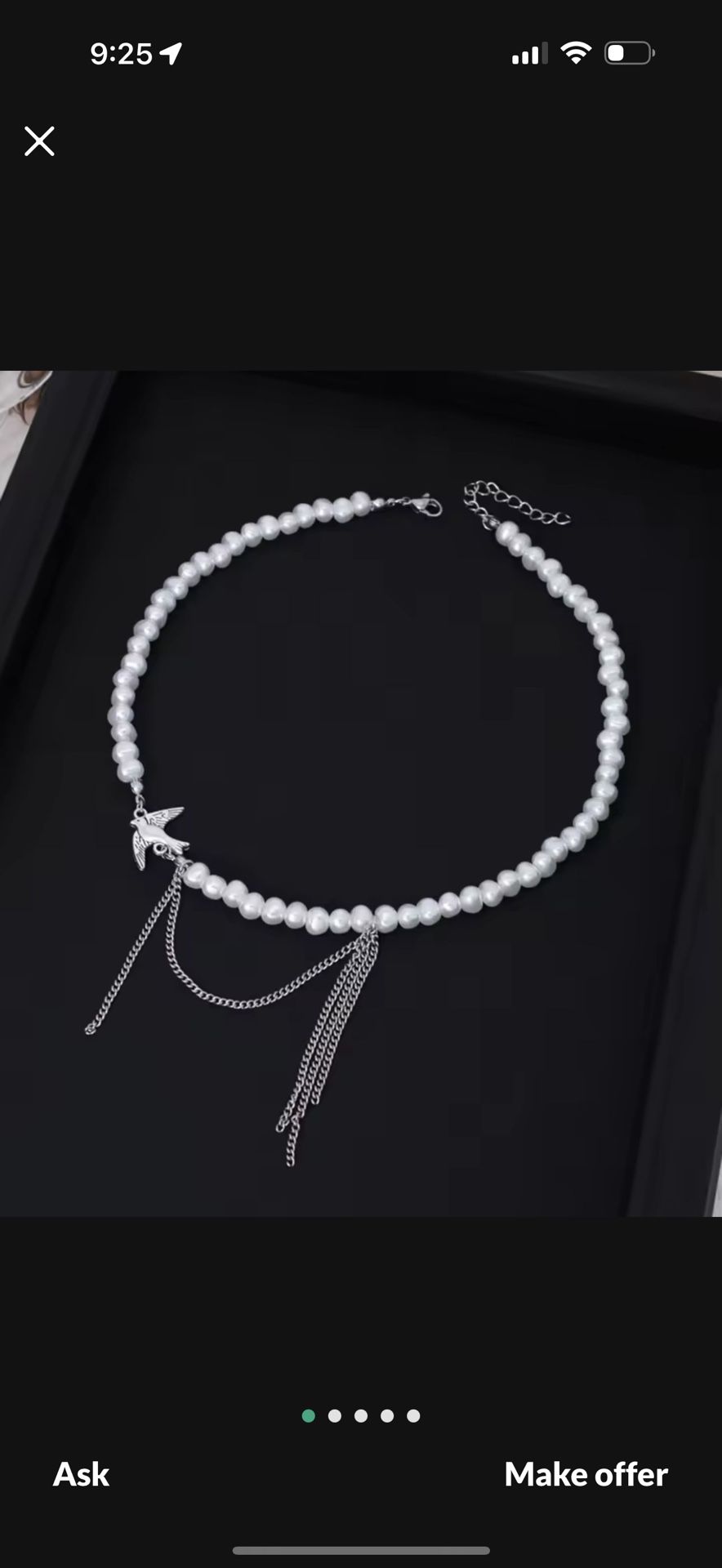 New-Charm Hip Hop Peace Dove Tassel Pearl Beads Clavicle Chain Women's Necklace