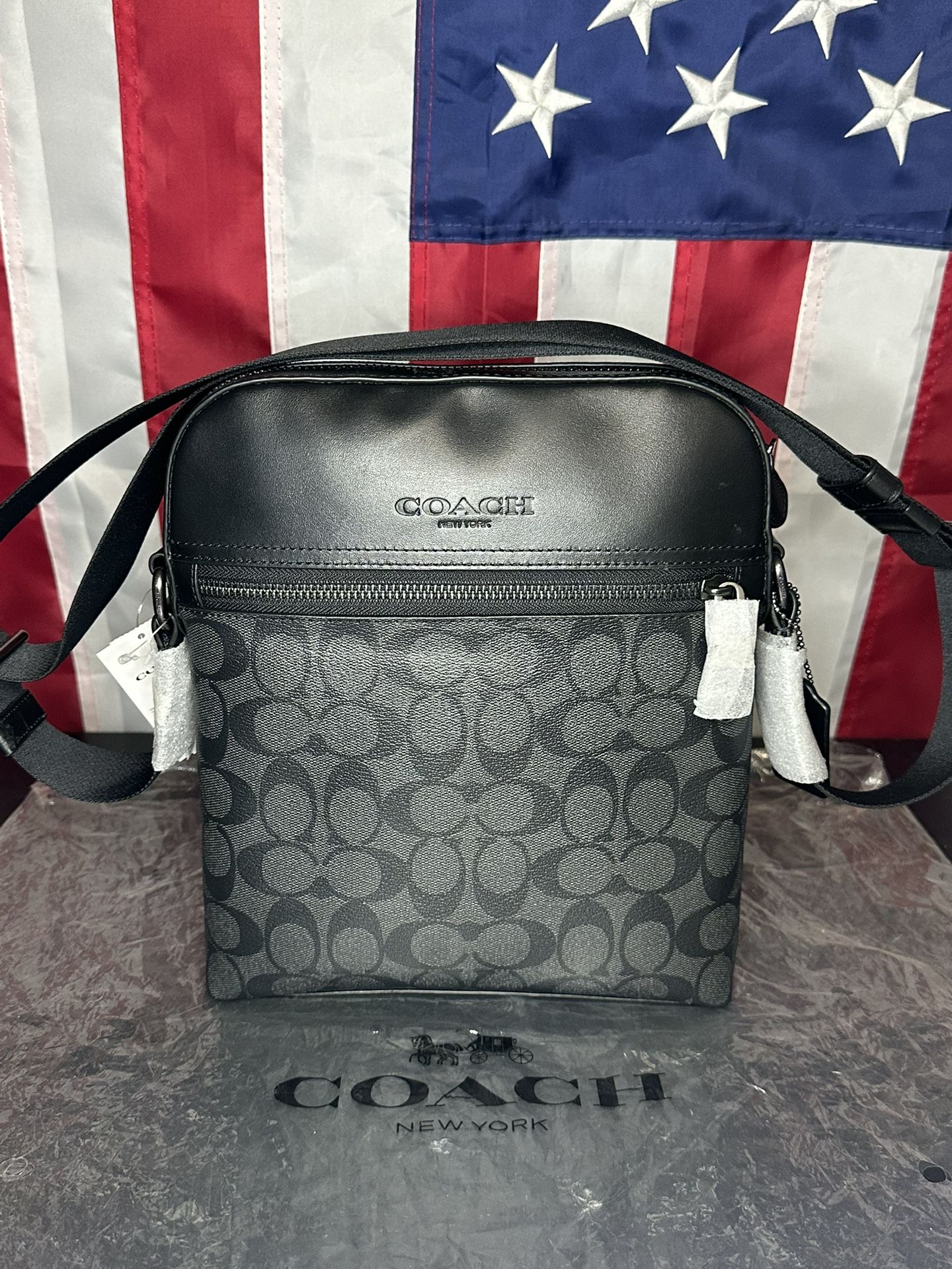 Coach Houston Flight Bag – Charcoal/Black – NWT