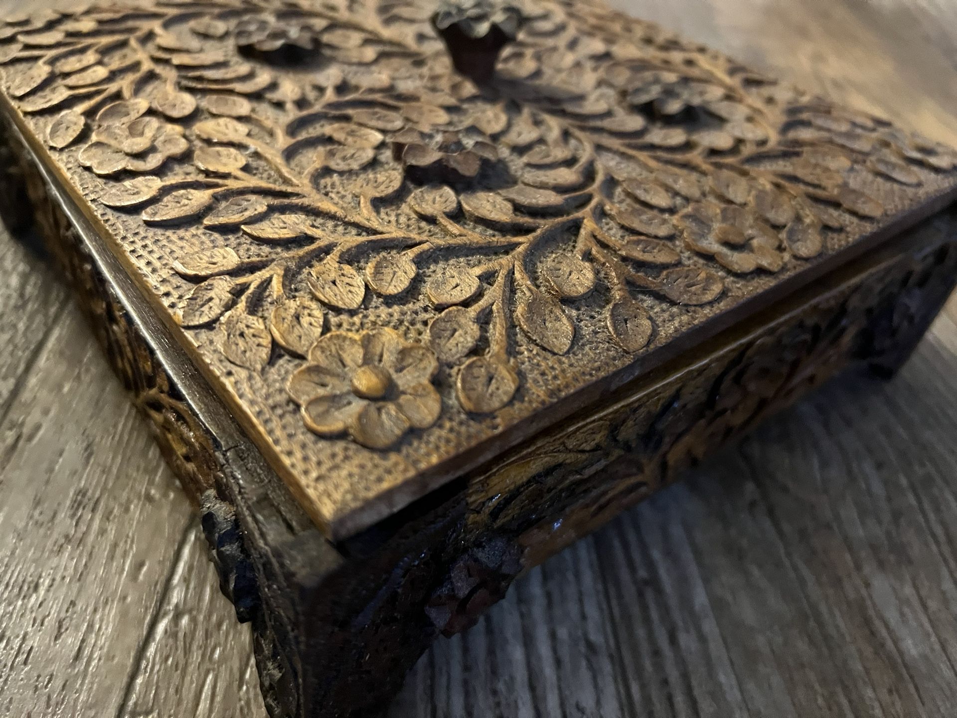 Antique Persian Wood Carving Box