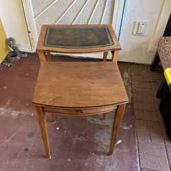 Mid Century  Mahogany Leather Inlaid Table Set