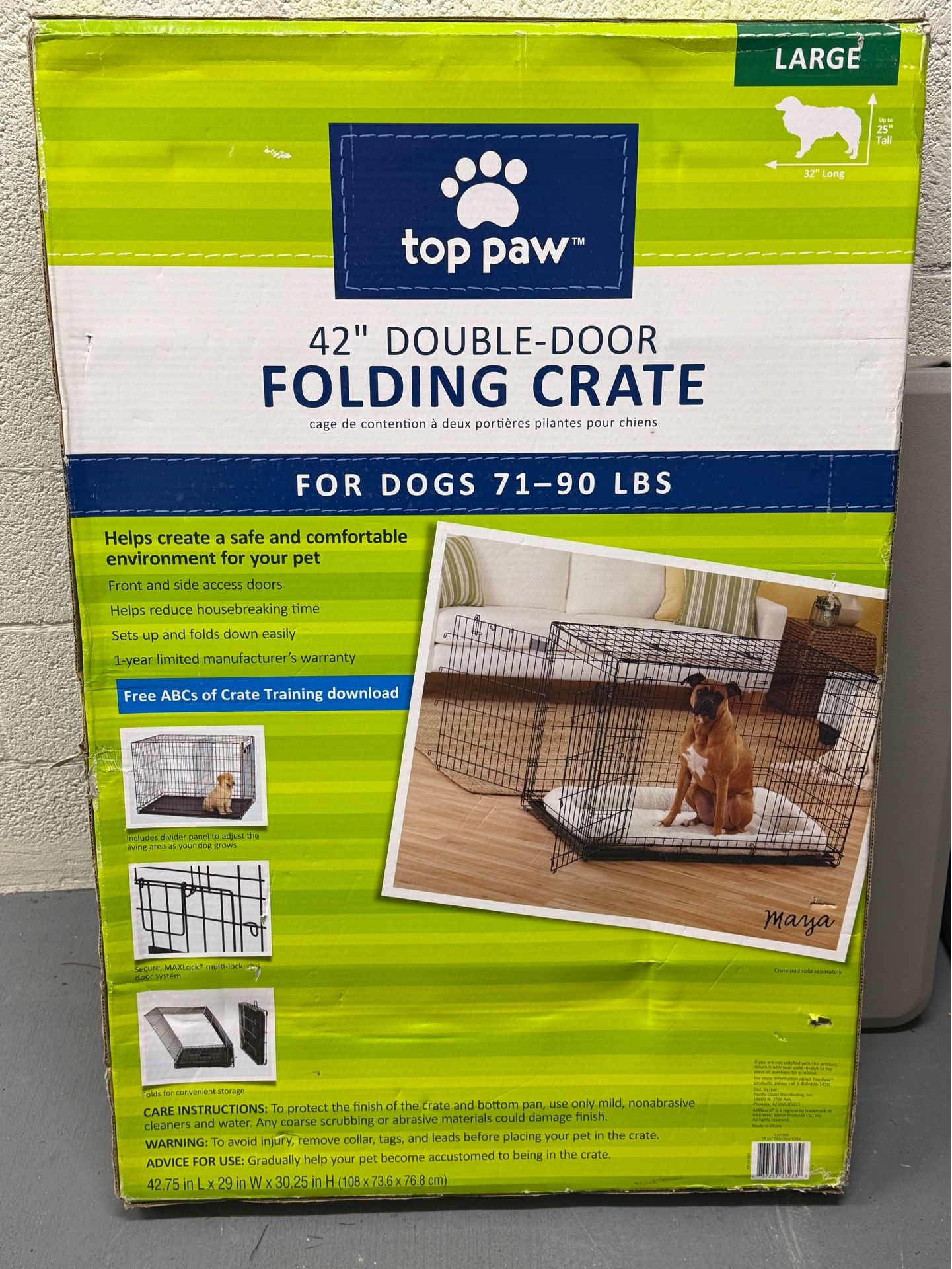 Top Paw Large Dog Folding Crate