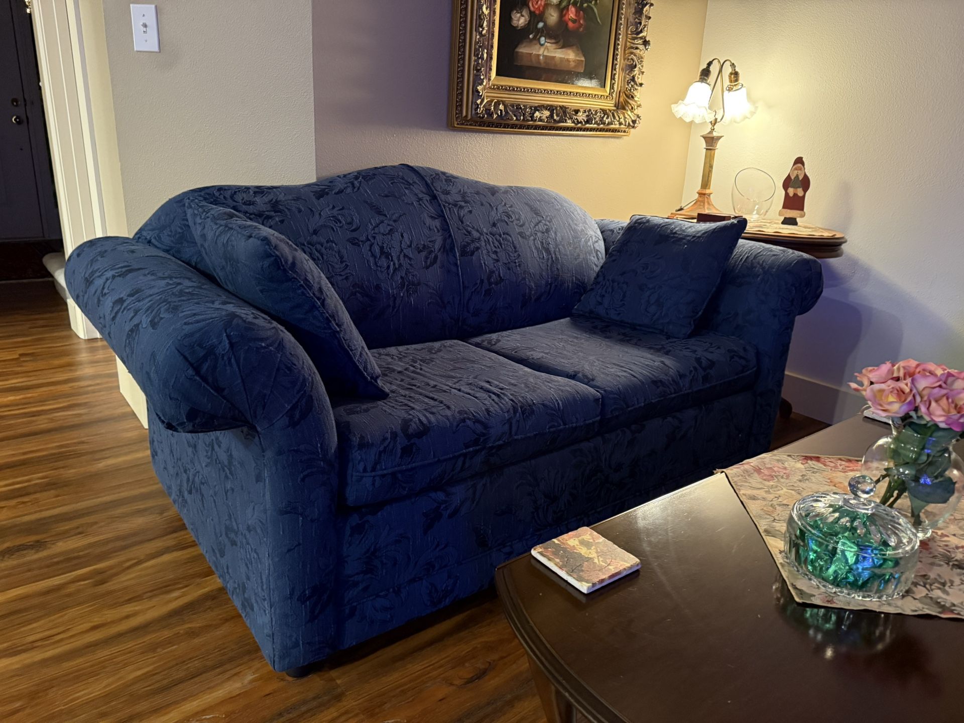 Blue Twin Sleeper Sofa 5’ 10”