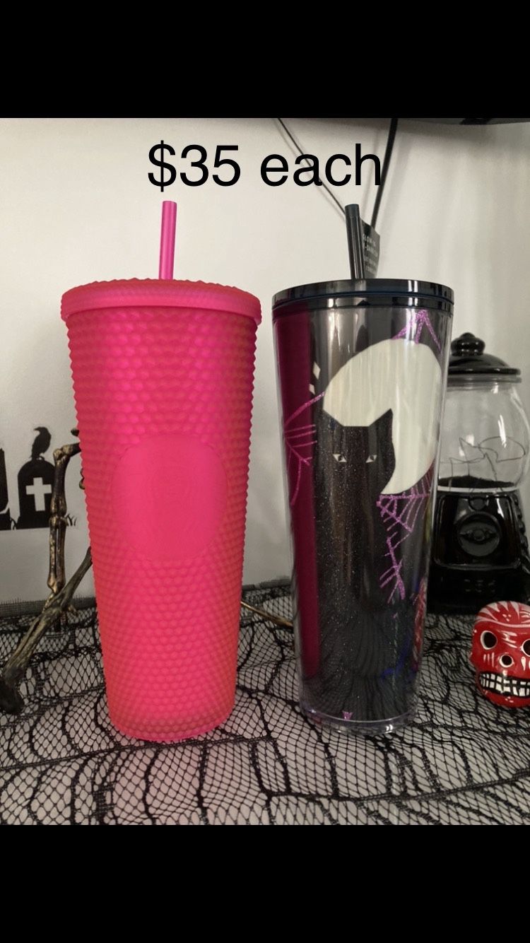 Starbucks Pink Studded Cat Glow In The Dark Tumbler Cup 