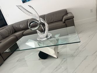 Modern Glass Top Coffee Table with Chrome Base