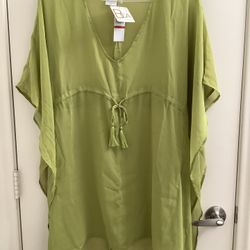 BCA By Rebecca Virtue Women’s Size XS Sheer Tunic Cover-Up, Green