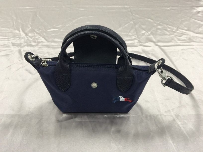LongChamp Le Pliage Tres Paris Navy Mini pouch with Shoulder Strap